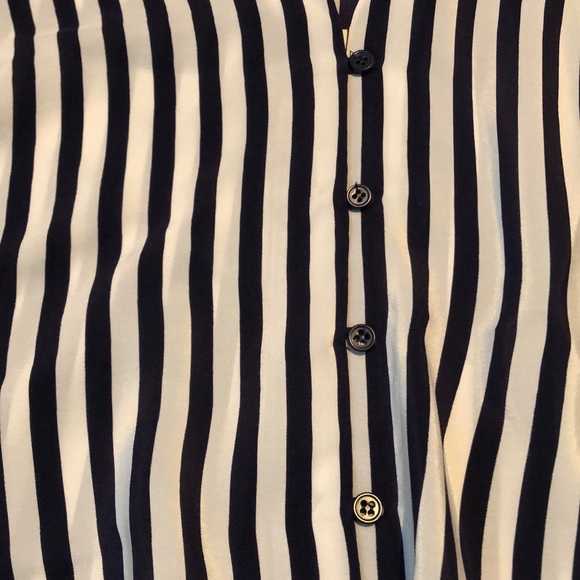Joie silk blouse with tie, navy white stripe S - Picture 5 of 5